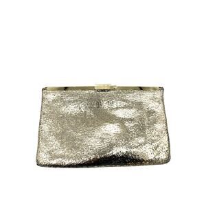 J. Crew Crackled Gold Metallic Leather Fold Over Clutch*Gorgeous Vintage Bag